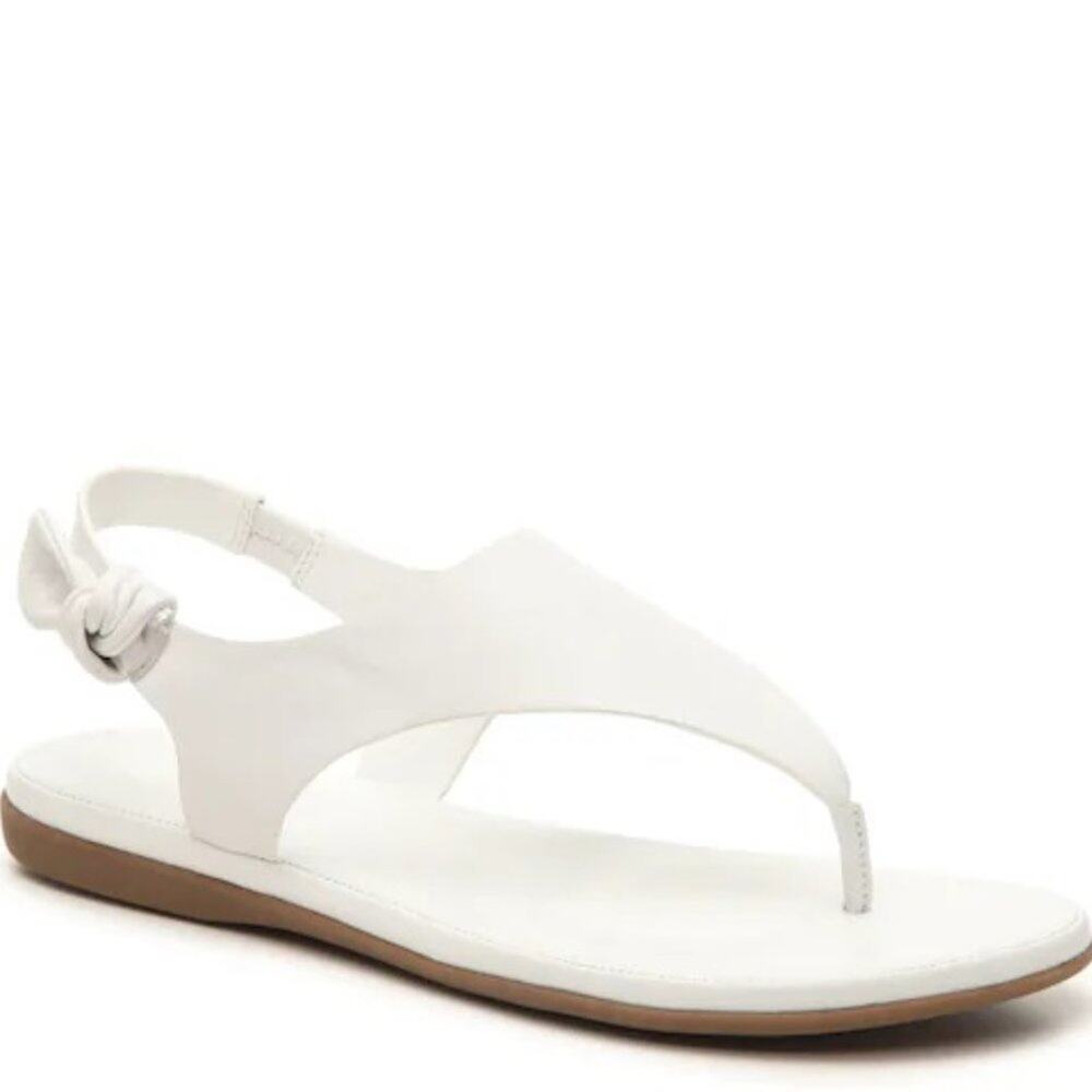 Com & Sens Women’s Sofia White Sandals Size 8M Thong Slingback Comfort Shoes EUC